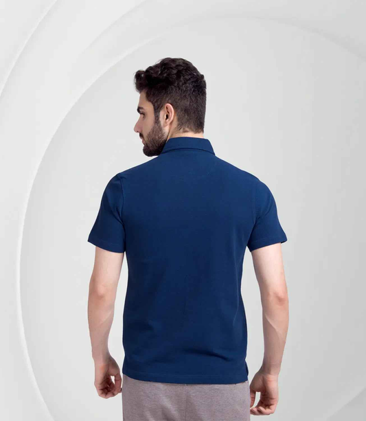 Cotton Piqué Polo - Navy