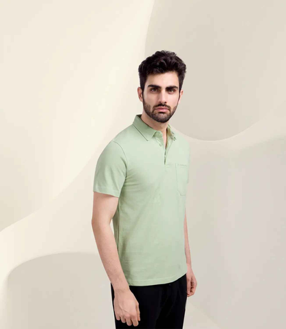 Cotton Piqué Polo - Sage Green